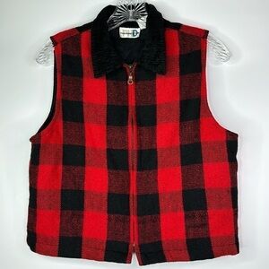 Vintage Paul Harris Design Red Buffalo Wool Blend Vest Size Small 90s